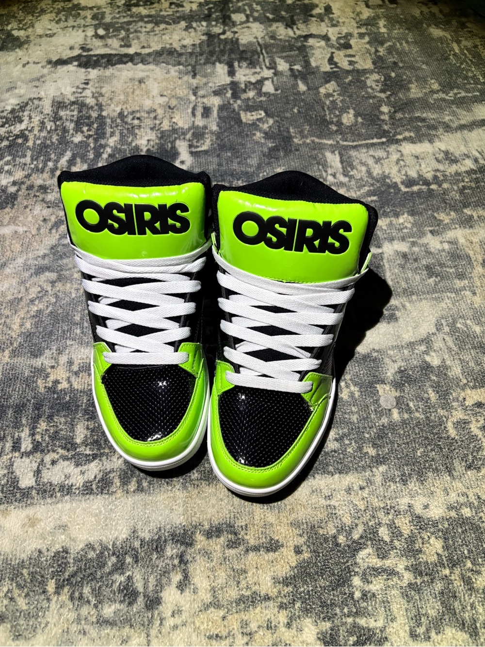 Osiris Kids High-Top Sneakers in Neon Green and Black